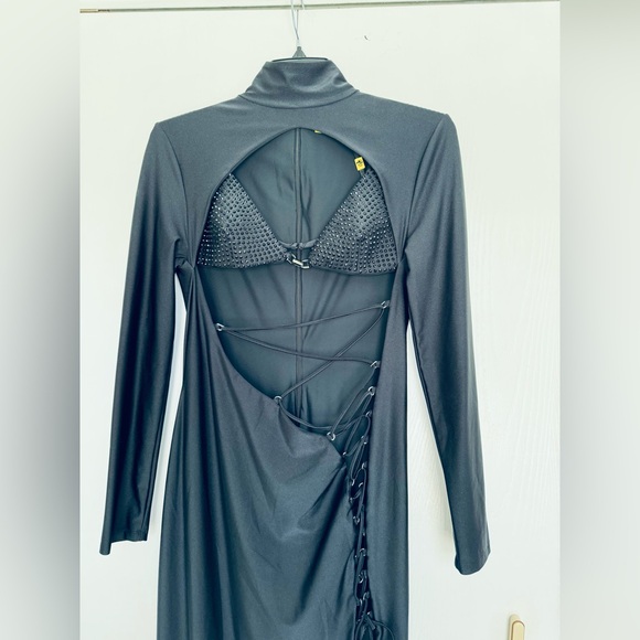 Dundas Coco Royal Gown Dress Black Detachable Embellished Bra IT48 US 8/10 $2990 - Picture 9 of 17